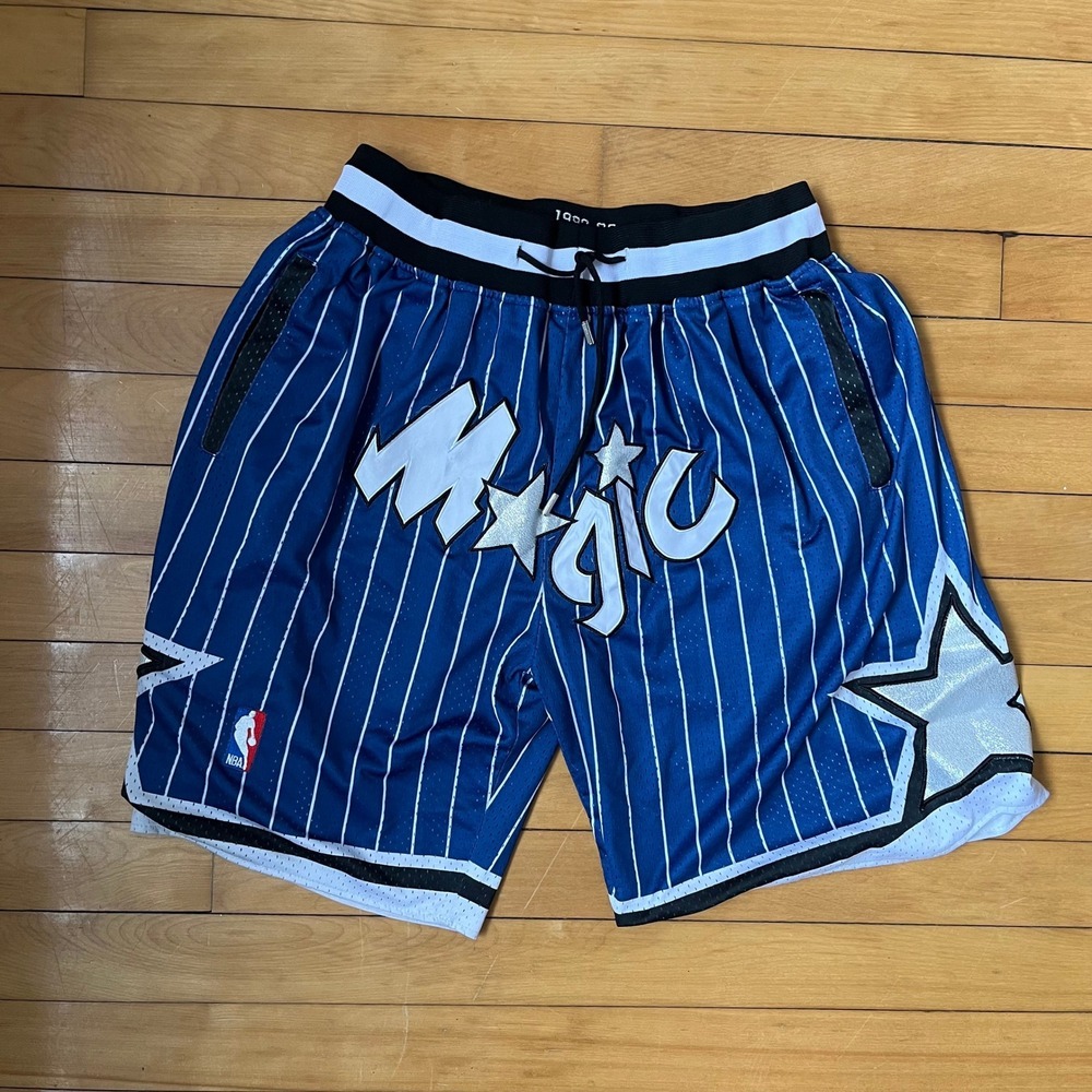 Just Don Orlando Magic 1992-93 Mesh Basketball Shorts Blue Pinstripe Mens XL